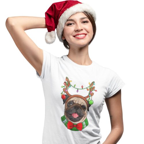 Karácsonyi Pug - Karácsonyi Női Póló