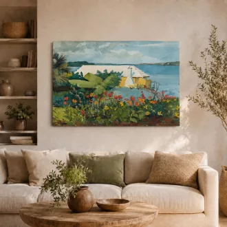   Winslow Homer - Virágoskert és bungaló, Bermuda vászonkép