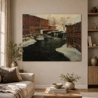   Frits Thaulow - Gyárépület az Akerselva folyónál vászonkép