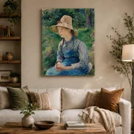 Camille Pissarro - Parasztlány szalmakalapban vászonkép