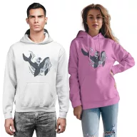 Bálnával az űrben - Unisex Kapucnis Pulóver