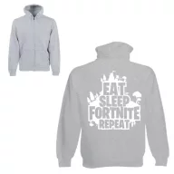 Eat Sleep Fortnite Repeat - Unisex Zipzáros Pulóver