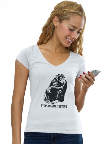 Stop animal testing - Női V-Nyakú Póló