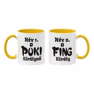   Fing király & Puki királynő - Névre szóló - Páros Színes Bögre (2db)