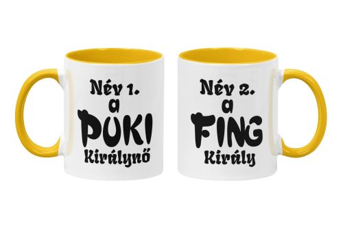 Fing király & Puki királynő - Névre szóló - Páros Színes Bögre (2db)