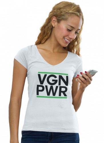 Vegan Power - Női V-Nyakú Póló