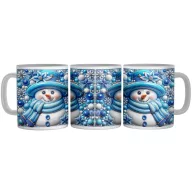 Kék Porcelán Hóember - 3D Mintás Bögre
