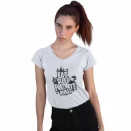 Eat Sleep Fortnite Repeat - Női V-Nyakú Póló