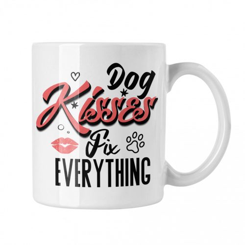 Dog kisses fix everything - Fehér Bögre