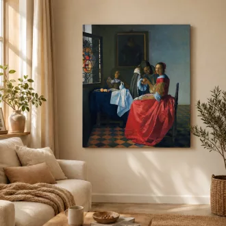 Johannes Vermeer - Lány a borospohárral vászonkép