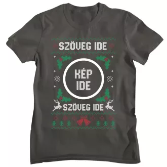   Fényképes, egyedi szöveges magyalkoszorús minta - Férfi Póló
