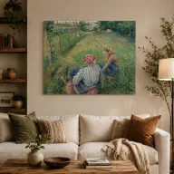 Camille Pissarro - Két fiatal parasztasszony vászonkép