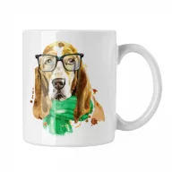 Basset Hound vízfestmény - Fehér Bögre