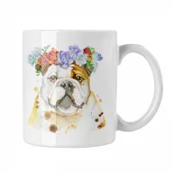 Bulldog vízfestmény - Fehér Bögre