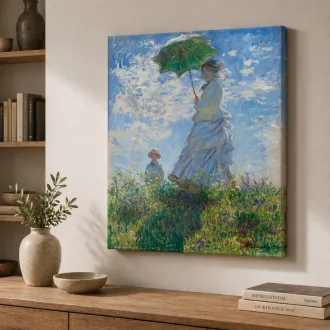   Claude Manet - Nő napernyővel (Madame Monet és fia) vászonkép