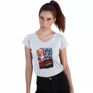 Super Mario Nintendo - Női V-Nyakú Póló