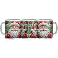 Piros és Zöld Porcelán Télapó - 3D Mintás Bögre