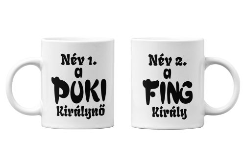 Puki király & Puki királynő - Névre Szóló - Páros Bögre (2 db)