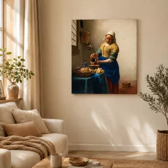 Johannes Vermeer - A tejet öntő nő vászonkép