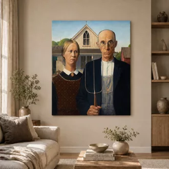 Grant Wood - Az Amerikai gótika vászonkép