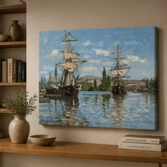 Claude Manet - Hajók Rouen kikötőjében vászonkép
