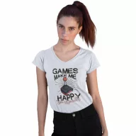 Games make me happy - Női V-Nyakú Póló