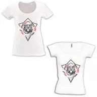 Boho tigris - Mély kivágású & Csónaknyakú Női Póló