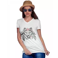 Boho farkas - Női V Nyakú Póló