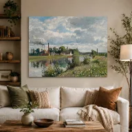   Camille Pissarro - Az Oise folyó Pontoise közelében vászonkép