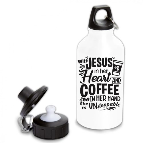 Jézussal és kávéval megállíthatatlan vagyok - Fémkulacs