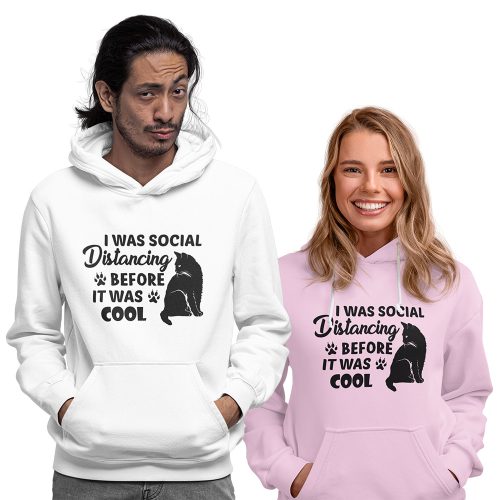 I was social distancing before it was cool - Unisex Kapucnis Pulóver
