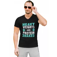 Heavy weights and protein shakes - Férfi V Nyakú Póló