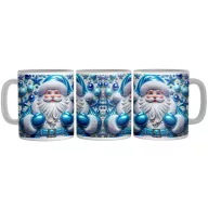 Kék Díszes Porcelán télapó - 3D Mintás Bögre