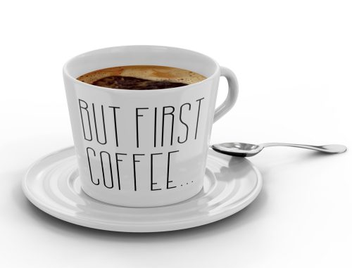 But first Coffee - Kávéscsésze (Ajándék kistányérral)