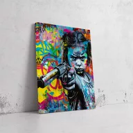 Színes Lány Pisztollyal - Pop Art Vászonkép