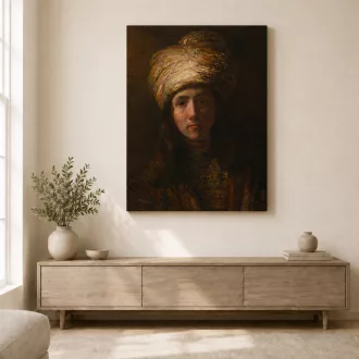 Rembrandt van Rijn - Önarckép turbánban vászonkép