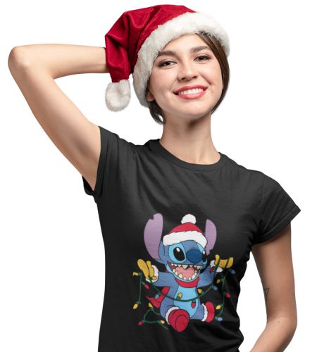 Stitch Karácsonyi Égők - Karácsonyi Női Póló