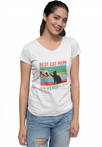 Best cat mom ever - Női V Nyakú Póló