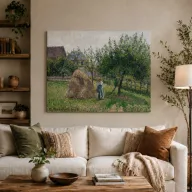  Camille Pissarro - Almák Eragnyban, napsütéses reggel vászonkép