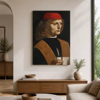 Leonardo da Vinci - Zenész képmása vászonkép