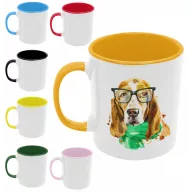 Basset Hound vízfestmény - Színes Bögre