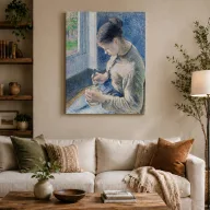 Camille Pissarro - Fiatal parasztlány kávéval vászonkép