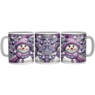 Lila Porcelán Hóember - 3D Mintás Bögre