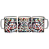 Varázslatos Porcelán Hóember - 3D Mintás Bögre