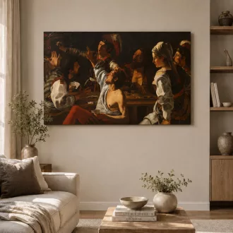   Theodoor Rombouts - Kártya- és ostáblajátékosok. Harc a kártyákért vászonkép