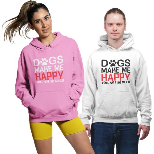 Dogs make me happy - Unisex Kapucnis Pulóver