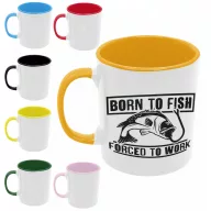 Born to fish, force to work - Színes Bögre