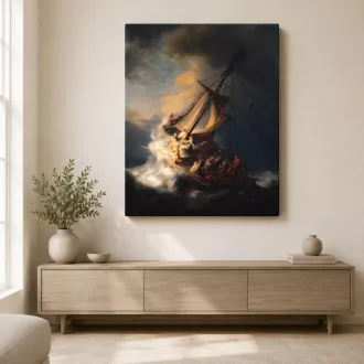   Rembrandt van Rijn - Krisztus a viharos Galileai-tengeren vászonkép