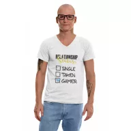 Single Taken Gamer - Férfi V Nyakú Póló
