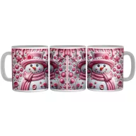 Rózsaszín Porcelán Hóember - 3D Mintás Bögre